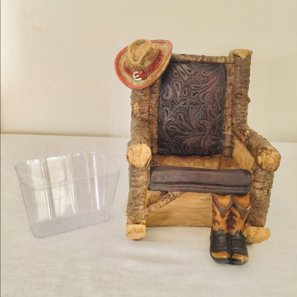 Cowboy Rocking Chair western decor W/plastic liner - Picture 2 of 6